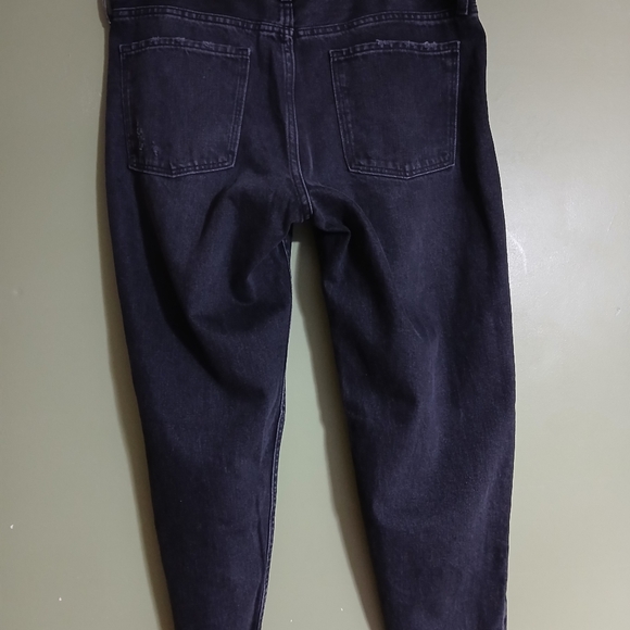 Old Navy High Rise Slouchy Straight Black Denim Jeans Size 14 Button Fly Grunge - Picture 7 of 13